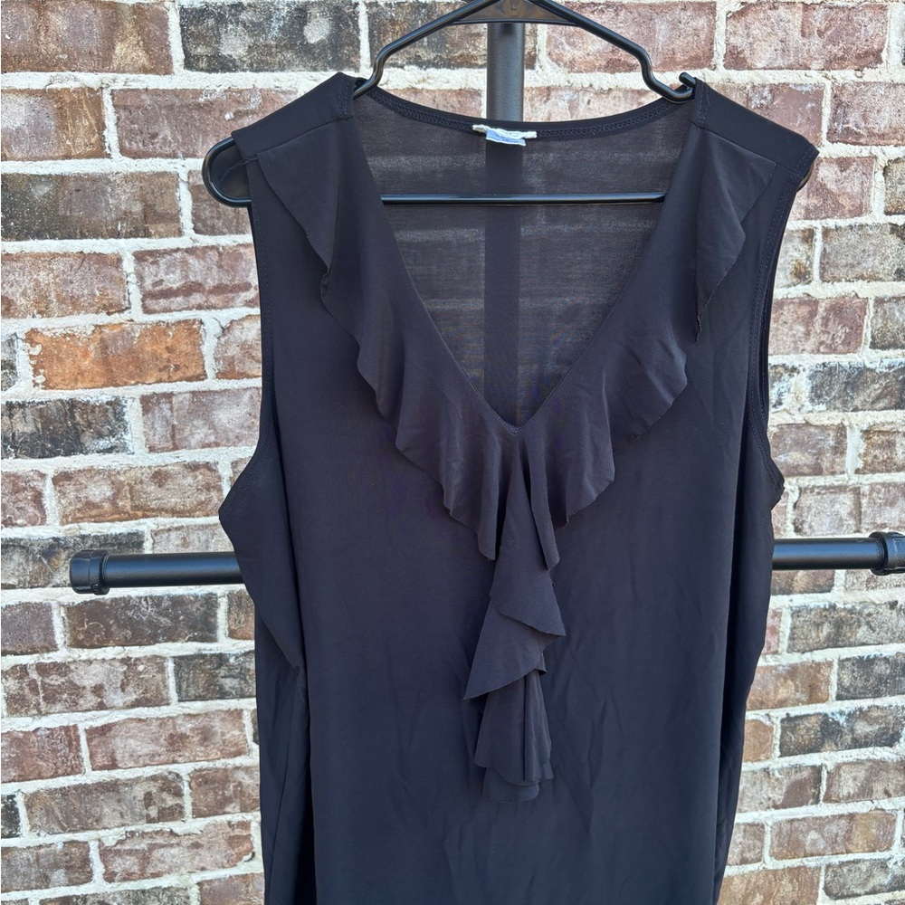 Black Sleeveless Ruffle Blouse Elan & Grace New York Brand